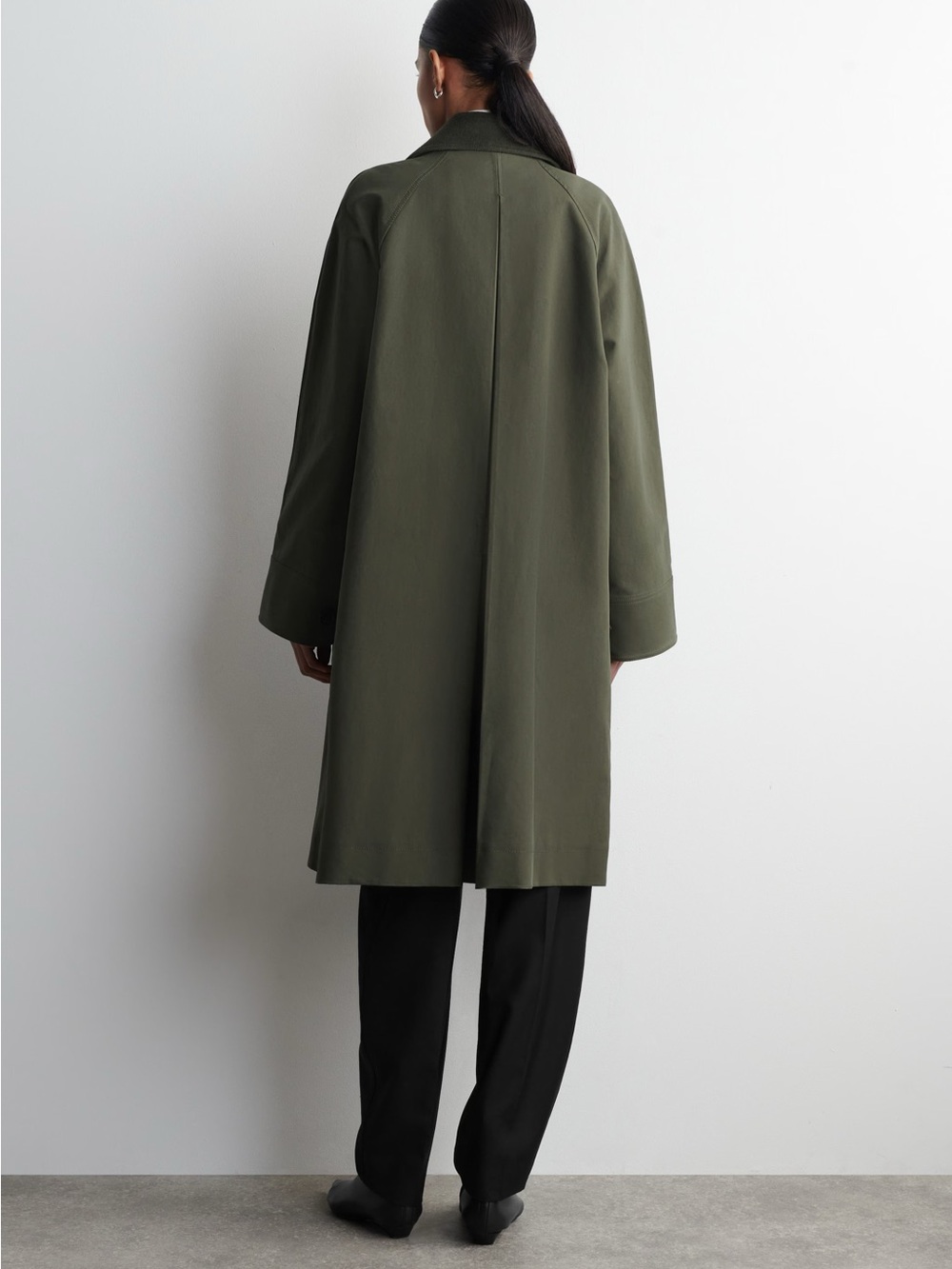 COS Olive A-Line Oversized Trench Coat - Picture 3 of 7
